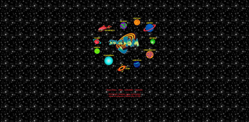 The Space Jam (1996) Website is a Time Capsule of the Internet and Web Design. The original Space Jam website from 1996 was created as a promotional platform for the live-action/animated film "Space Jam," which featured basketball superstar Michael Jordan alongside the Looney Tunes characters. The website was designed during the early days of the internet when web design was still in its infancy.